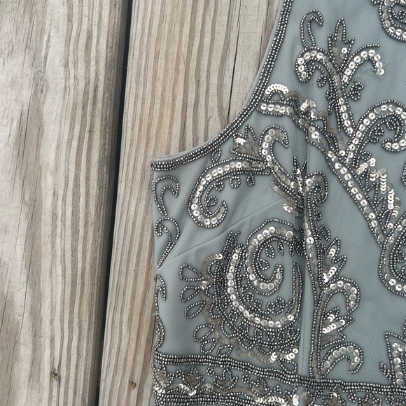 Adrianna Papell Embellished Sequined Sleeveless Sheath Dress Size 14 Beaded - Picture 3 of 16